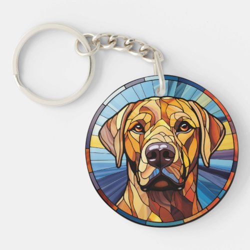Sweet Stained Glass Golden Labrador Dog Keychain