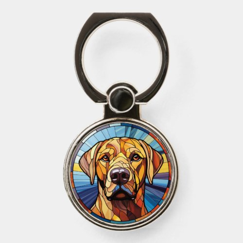 Sweet Stained Glass Golden Labrador Dog Phone Ring Stand