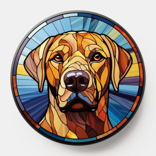 Sweet Stained Glass Golden Labrador Dog PopSocket