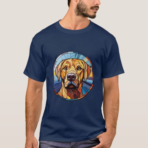 Sweet Stained Glass Golden Labrador Dog T_Shirt