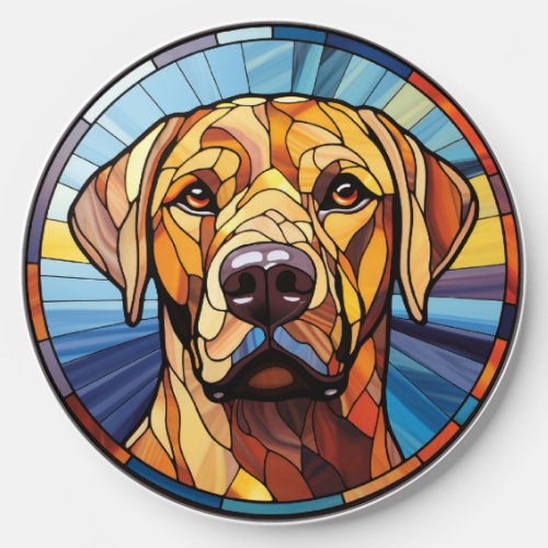 Sweet Stained Glass Golden Labrador Dog Wireless Charger