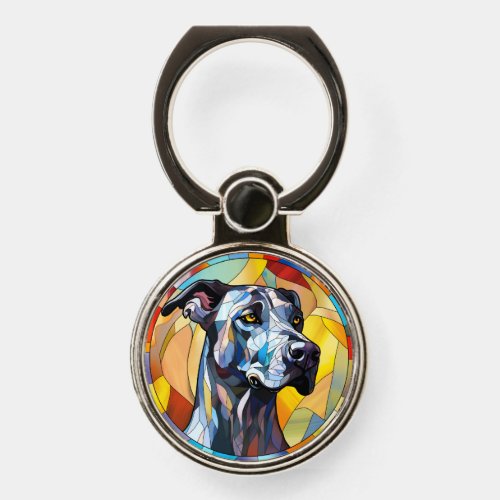 Sweet Stained Glass Great Dane Dog Phone Ring Stand