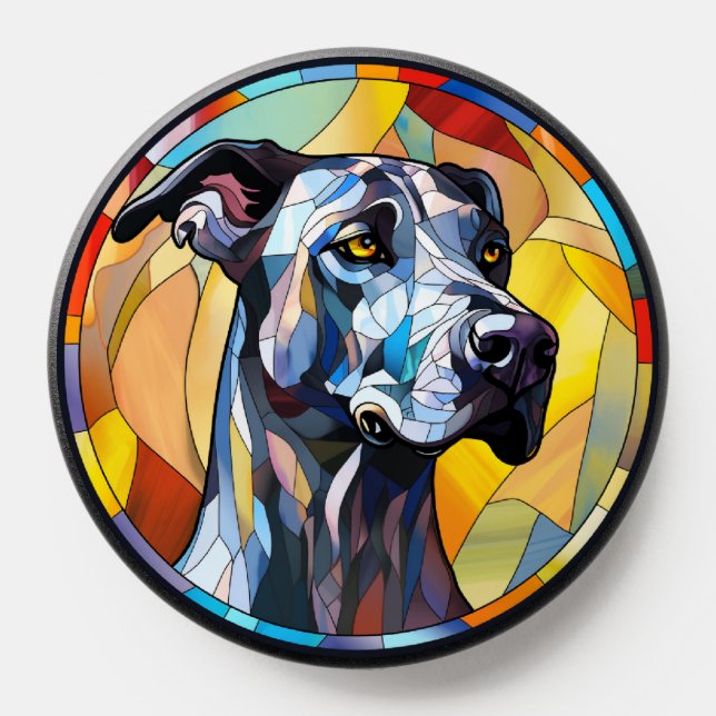 Sweet Stained Glass Great Dane Dog PopSocket (Popsocket)