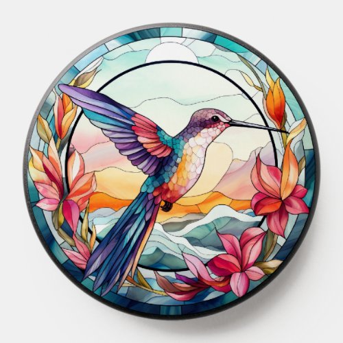 Sweet Stained Glass Hummingbird PopSocket
