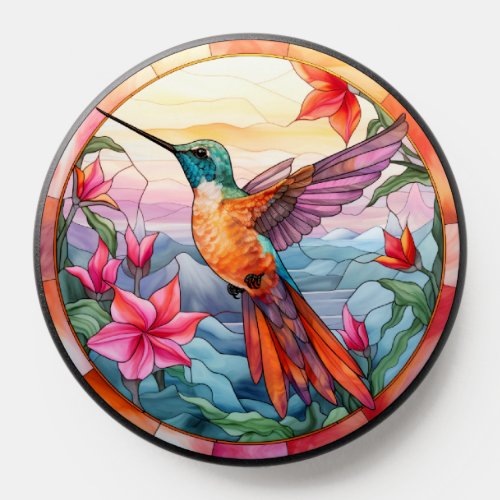 Sweet Stained Glass Hummingbird PopSocket