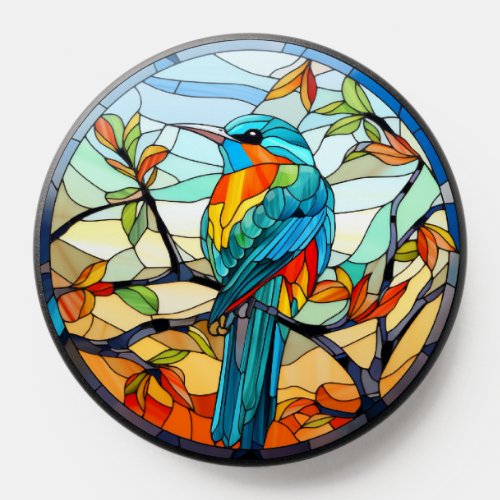 Sweet Stained Glass Kingfisher Bird PopSocket
