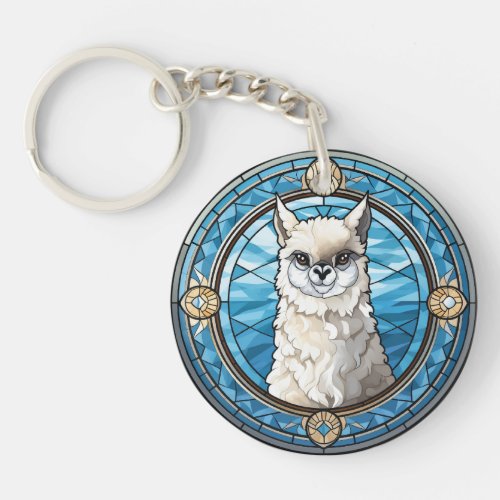 Sweet Stained Glass Llama Keychain