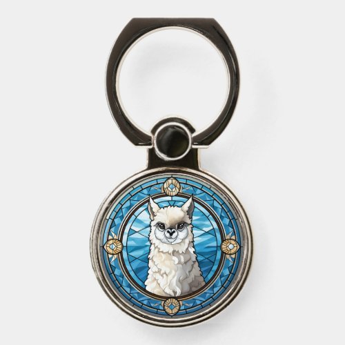 Sweet Stained Glass Llama Phone Ring Stand