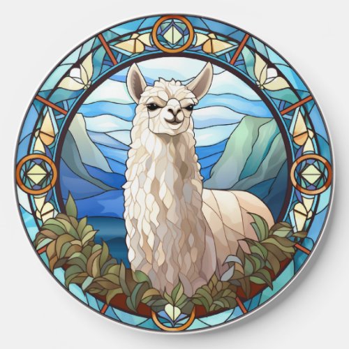 Sweet Stained Glass Llama Wireless Charger