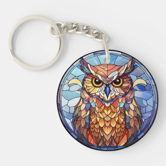 Sweet Stained Glass Owl Keychain (Front)