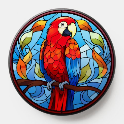 Sweet Stained Glass Scarlet Macaw Parrot Bird PopSocket