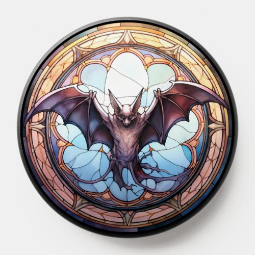 Sweet Stained Glass Spooky Flying Bat PopSocket