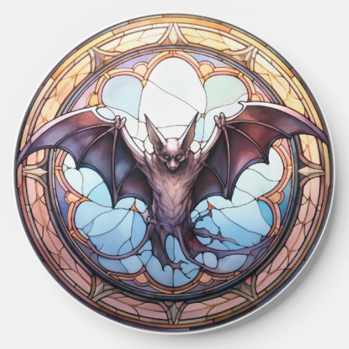 Sweet Stained Glass Spooky Flying Bat Wireless Charger