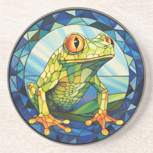 Sweet Stained Glass Tree Frog Coaster (Front)