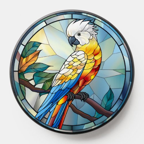 Sweet Stained Glass White Cockatoo Parrot Bird PopSocket