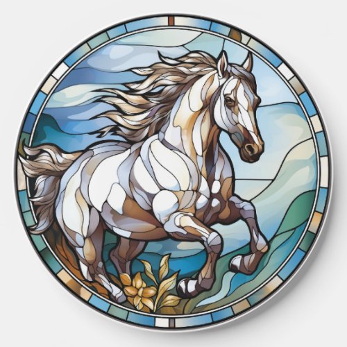 Sweet Stained Glass White Horse Wireless Charger