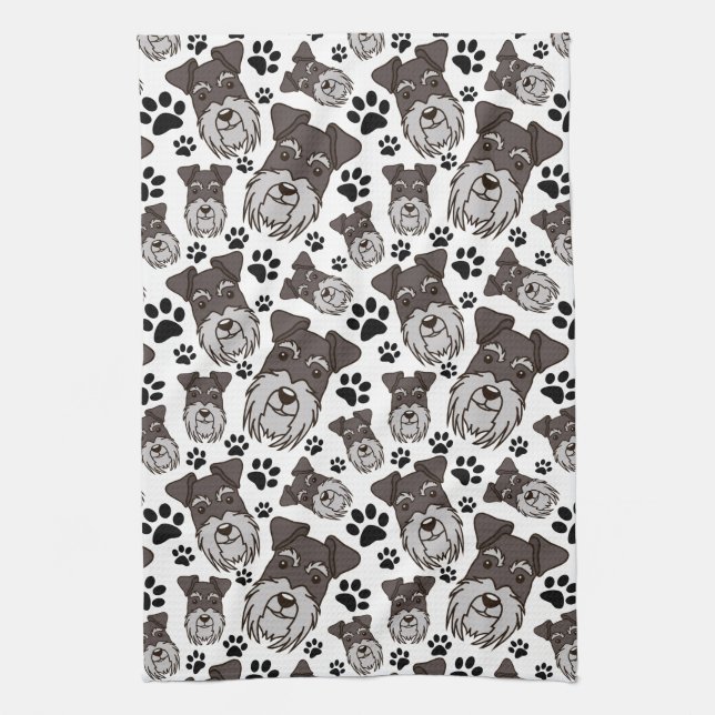 Sweet Standard Schnauzer Miniature Pet Puppy Dog Kitchen Towel (Vertical)