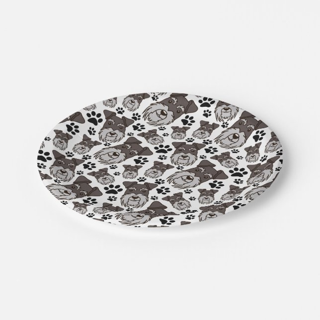 Sweet Standard Schnauzer Miniature Pet Puppy Dog Paper Plates (Angled)