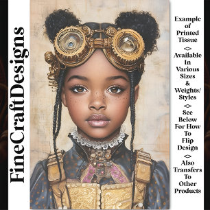 Sweet Steampunk Dark Skin Cute Girl AD2 Decoupage Tissue Paper