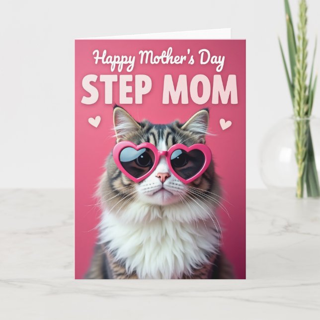 Sweet Step Mom Day Cat Card (Front)