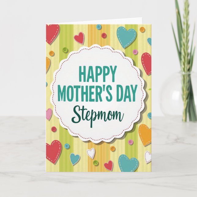 Sweet Stepmoms Day Fabric Heart Card (Front)