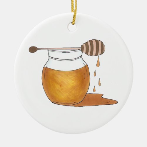 Sweet Sticky Honey Dripping Honeypot Jar Beehive Ceramic Ornament