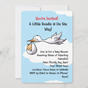 Sweet Stork Baby Arrival Baby Shower Invitation