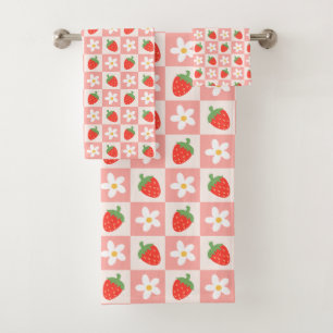 Sweet Strawberries & Flowers Bath Towel Set
