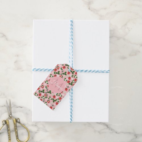 Sweet Strawberries Flowers Watercolor Floral Gift Tags