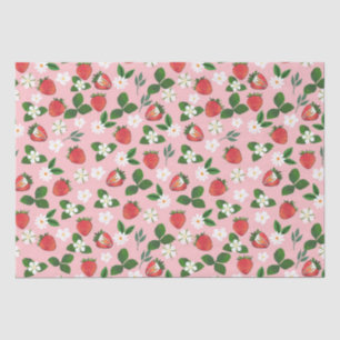 Sweet Strawberries Flowers Watercolor Floral Tissue Paper
