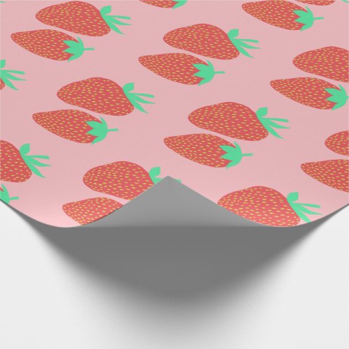 Sweet Strawberries Fruity Fun Pattern Red Pink Wrapping Paper