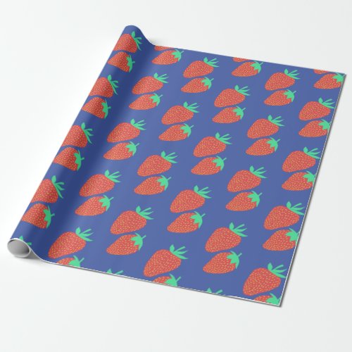 Sweet Strawberries Fruity Fun Pattern Red Wrapping Paper