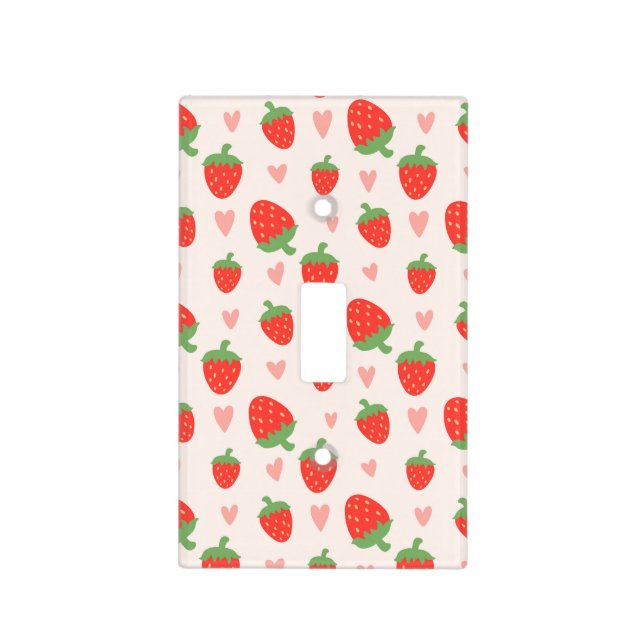 Sweet Strawberries & Hearts Light Switch Cover (Front)
