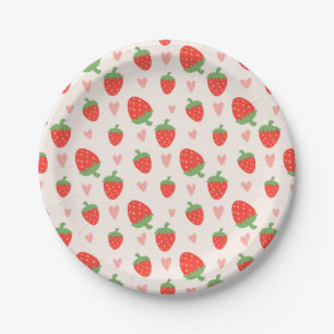 Sweet Strawberries & Hearts Paper Plates