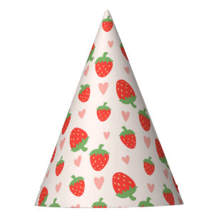 Sweet Strawberries & Hearts Party Hat