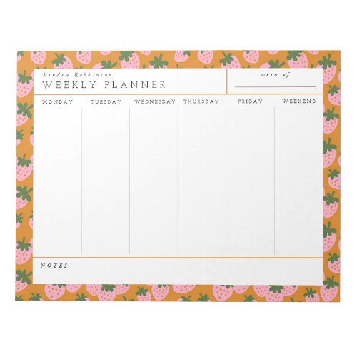 Sweet Strawberries Weekly Planner  Notepad