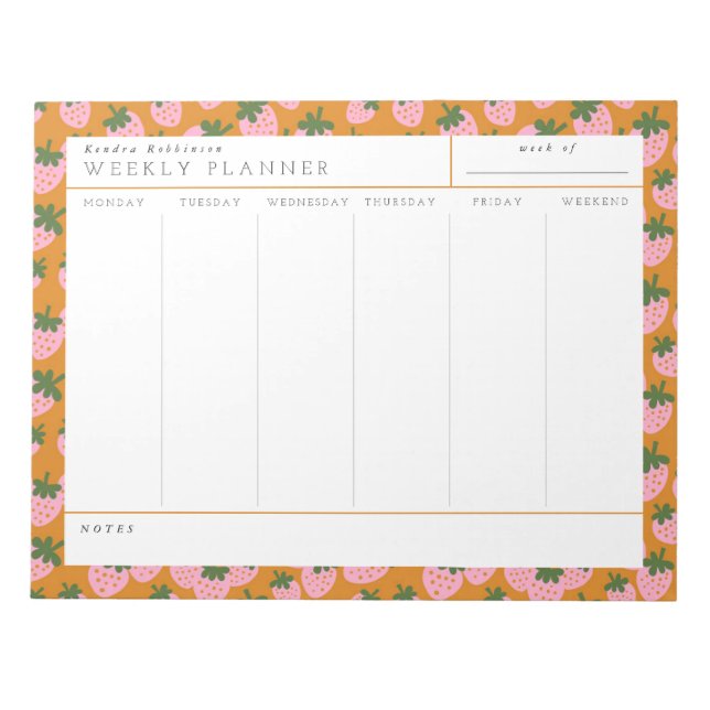 Sweet Strawberries Weekly Planner  Notepad (Front)