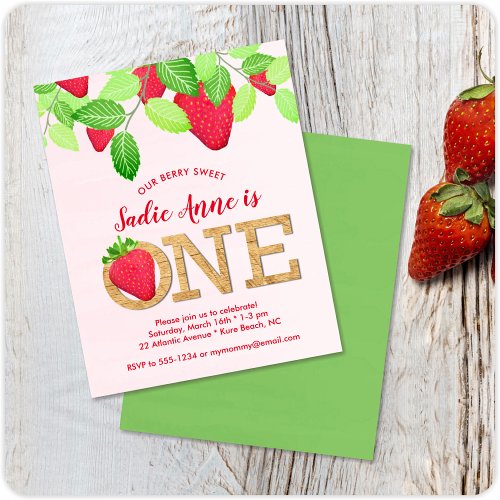 Sweet Strawberry 1st Birthday Budget Invitation