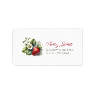 Sweet Strawberry and Flower Return Address Label