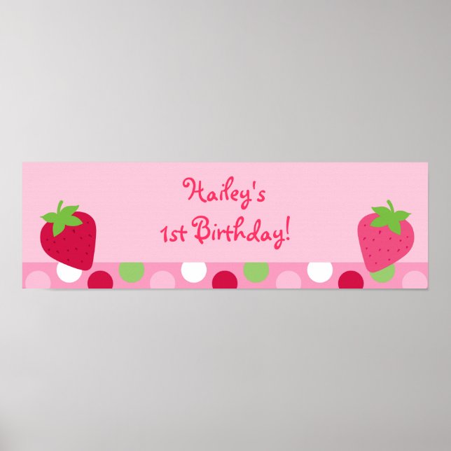 Sweet Strawberry Baby Shower Banner Sign (Front)