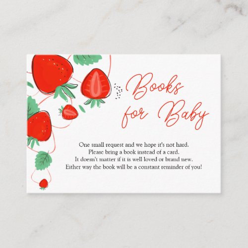 Sweet Strawberry Baby Shower Book Request Enclosure Card