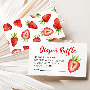 Sweet Strawberry Baby Shower Diaper Raffle Ticket  Enclosure Card