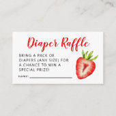 Sweet Strawberry Baby Shower Diaper Raffle Ticket  Enclosure Card (Front)