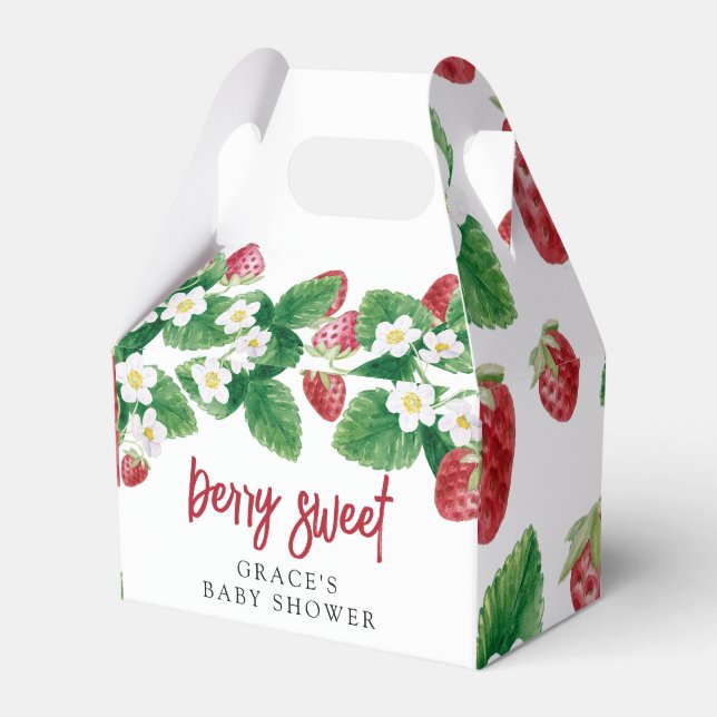 Sweet Strawberry Baby Shower Favor Boxes (Front Side)