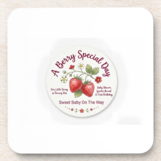 Sweet Strawberry Baby Shower & First Birthday Beverage Coaster