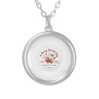 Sweet Strawberry Baby Shower & First Birthday Silver Plated Necklace