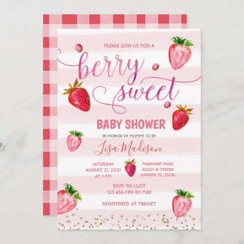 Sweet Strawberry Baby Shower Invitation