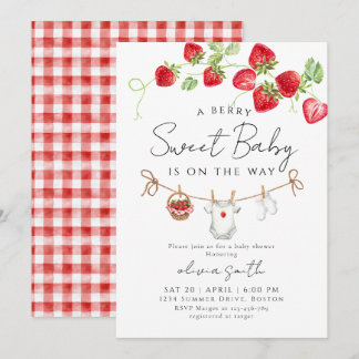 Sweet Strawberry Baby Shower  Invitation