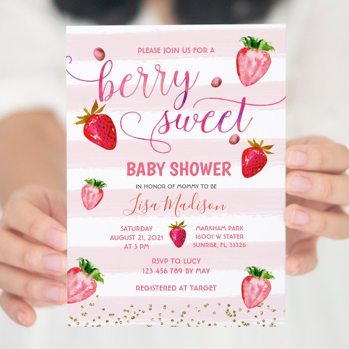 Sweet Strawberry Baby Shower Invitation