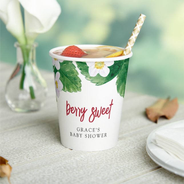 Sweet Strawberry Baby Shower Paper Cups (Insitu)